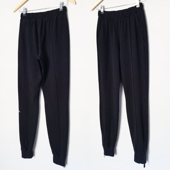 Alo Yoga Black Propel Jogger Zip Hem Sweatpant Black Center Seam Ultra Soft S - Picture 4 of 15